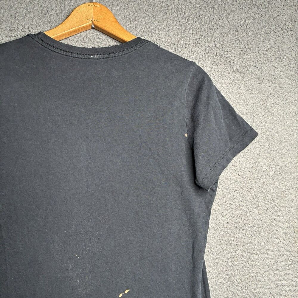 Y2K Cat Graphic T-Shirt Black Fedora Hat Yellow Eyes Crewneck Womens Large - Picture 14 of 14